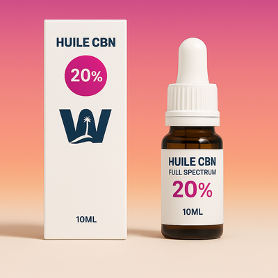 Hamppuöljy CBN 20% + CBD 5% + CBN 20% + CBD 5%.